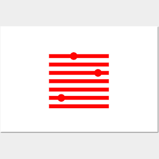 Red striped pattern with red dots Posters and Art